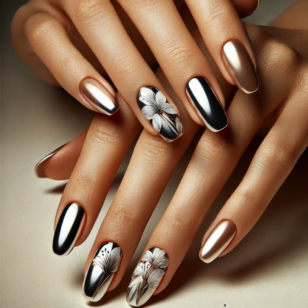 Lily Chrome Nail Art