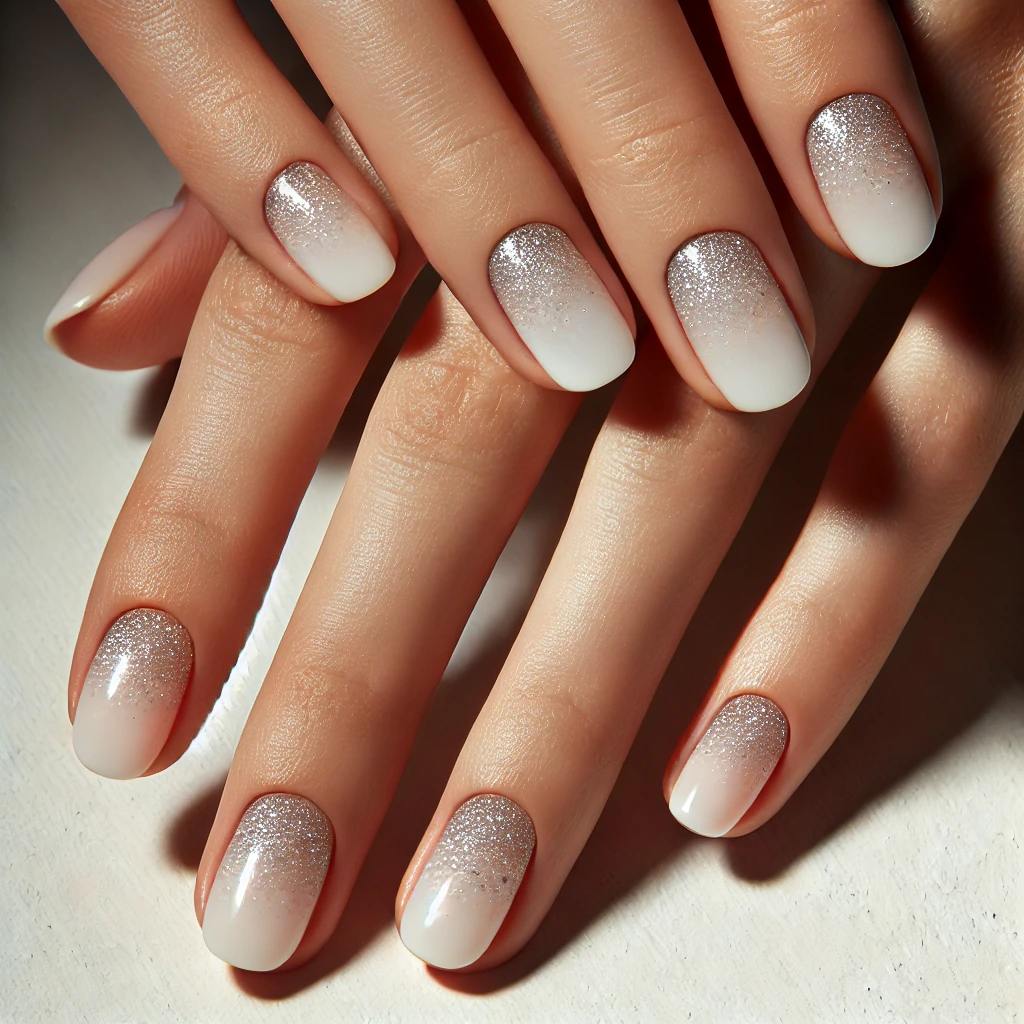 Milky White Chrome Nails