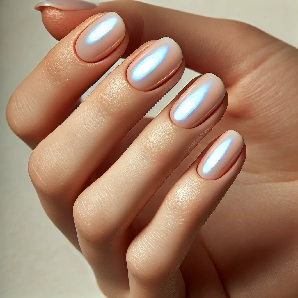 Milky White Chrome Nails