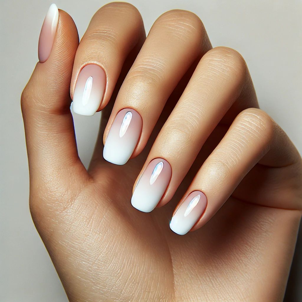 Ombre Milky White Nails