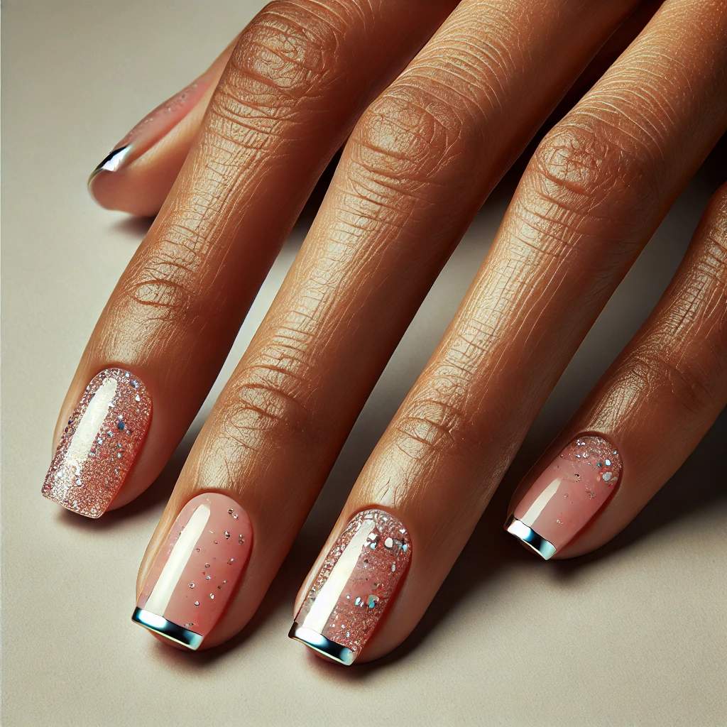 Ombre Pink Chrome with Silver Tips