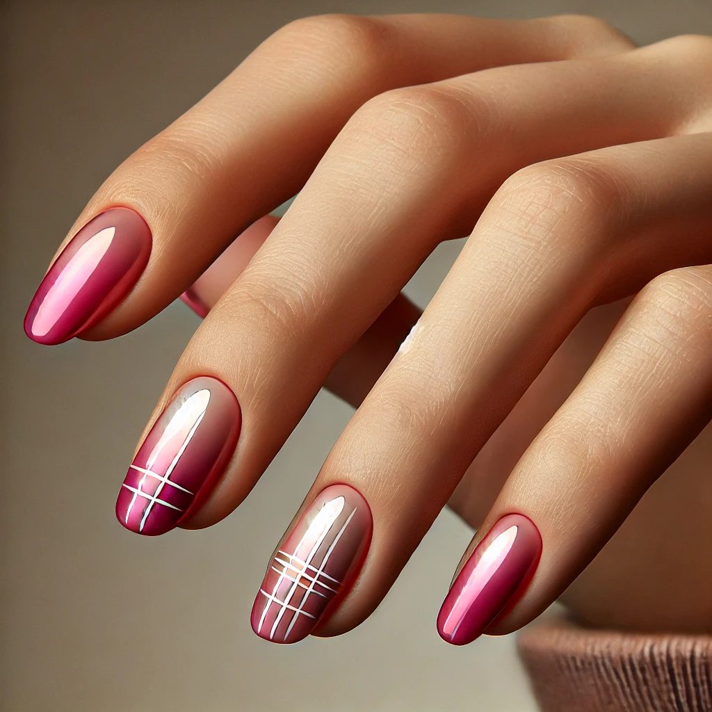 Ombre Pink Chrome with Subtle Plaid