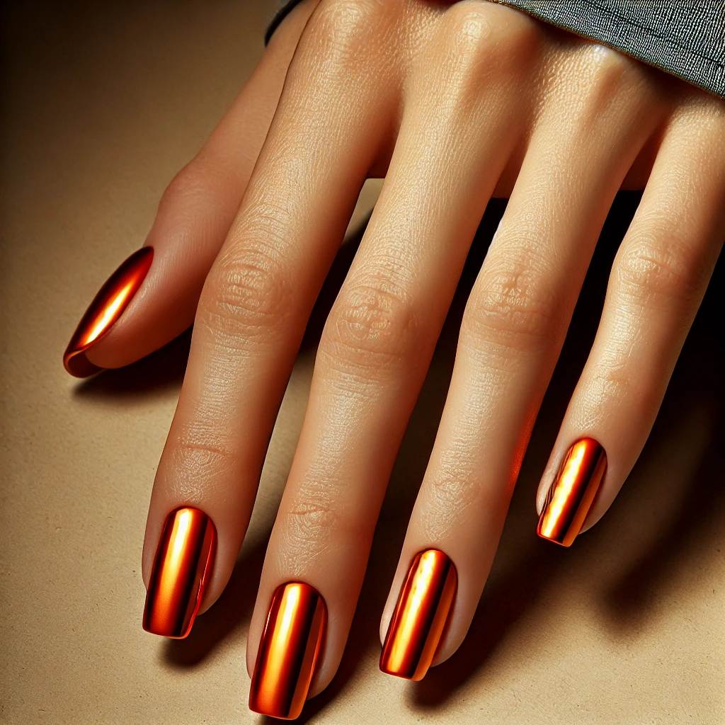 Orange Chrome Nails