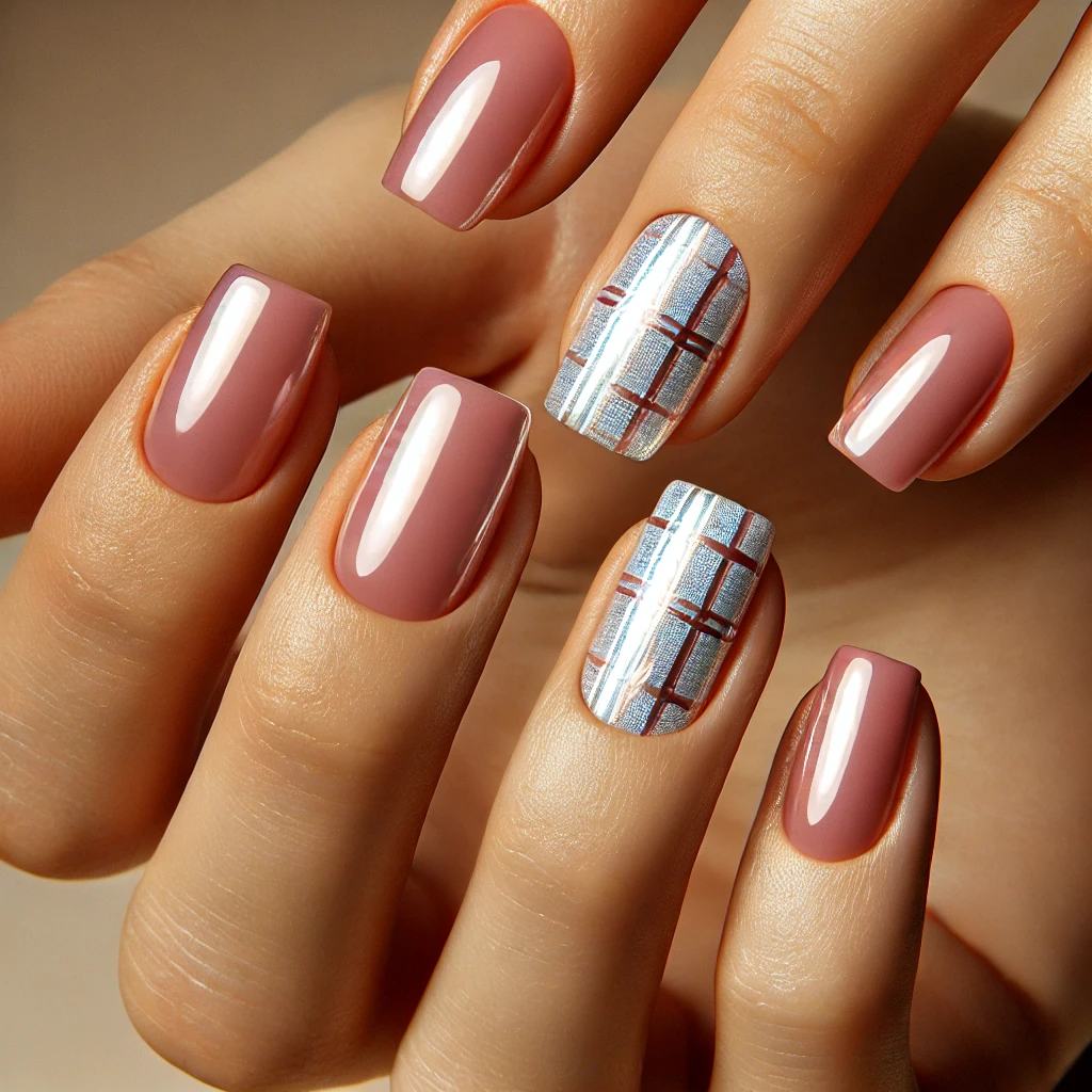 Pastel Pink Chrome with Plaid Patterns