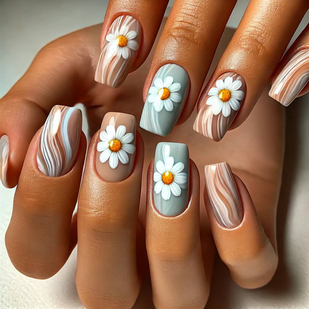 Pastel Swirls with Daisy Accents