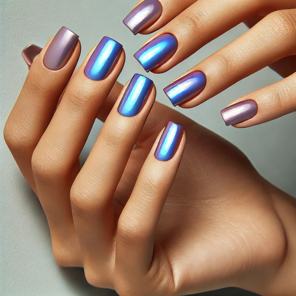 Periwinkle Chrome Nails