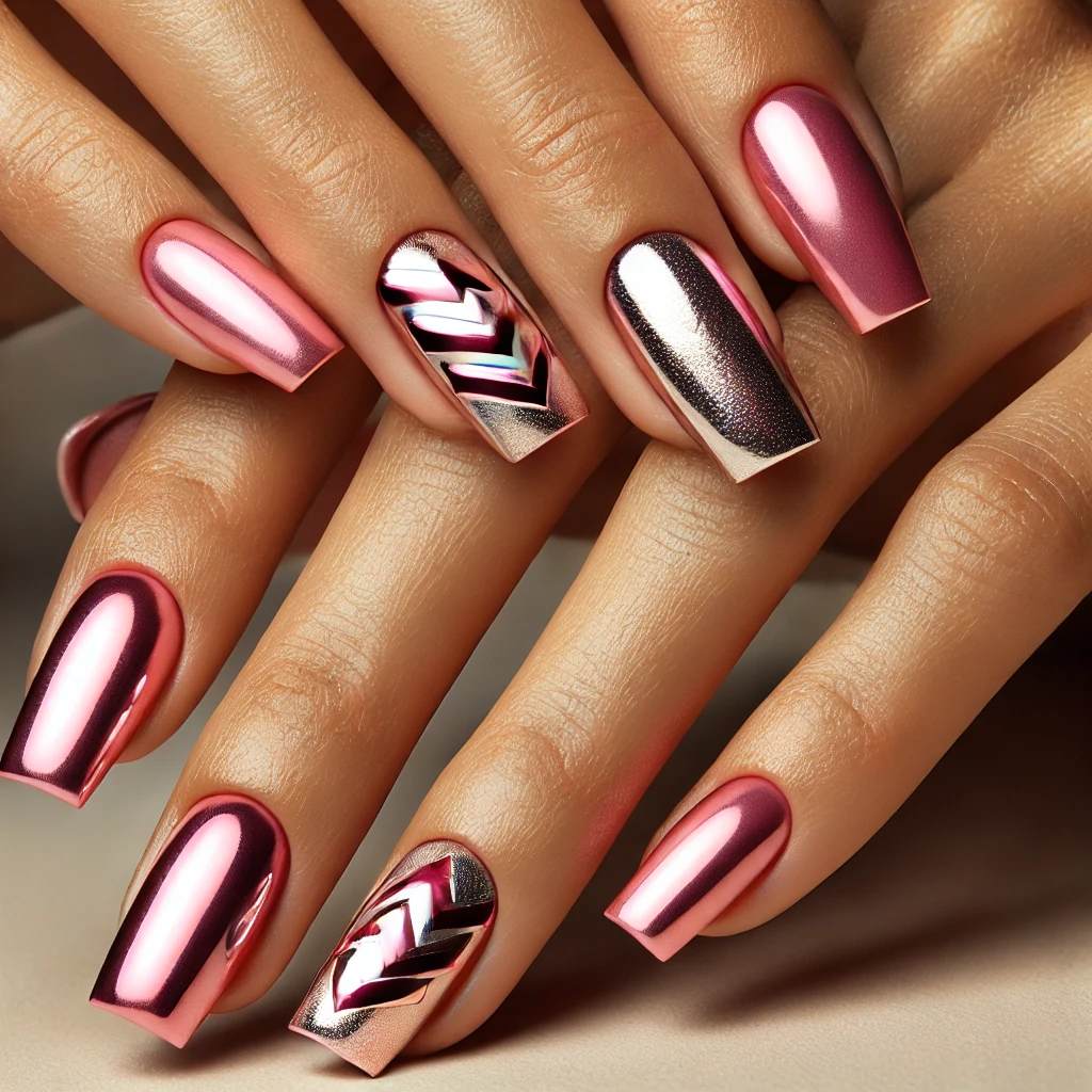 Pink Chrome Chevrons with Plaid Details