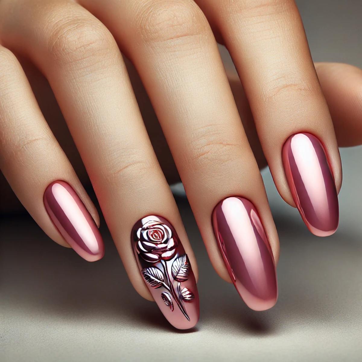 Rose Gold Chrome Nails