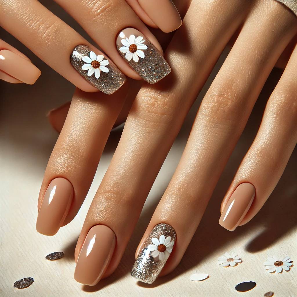 Silver Foil with Delicate Daisies