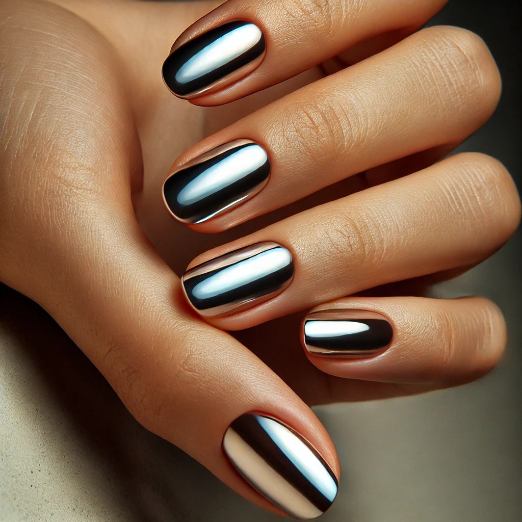 Simple Solid Chrome Nails