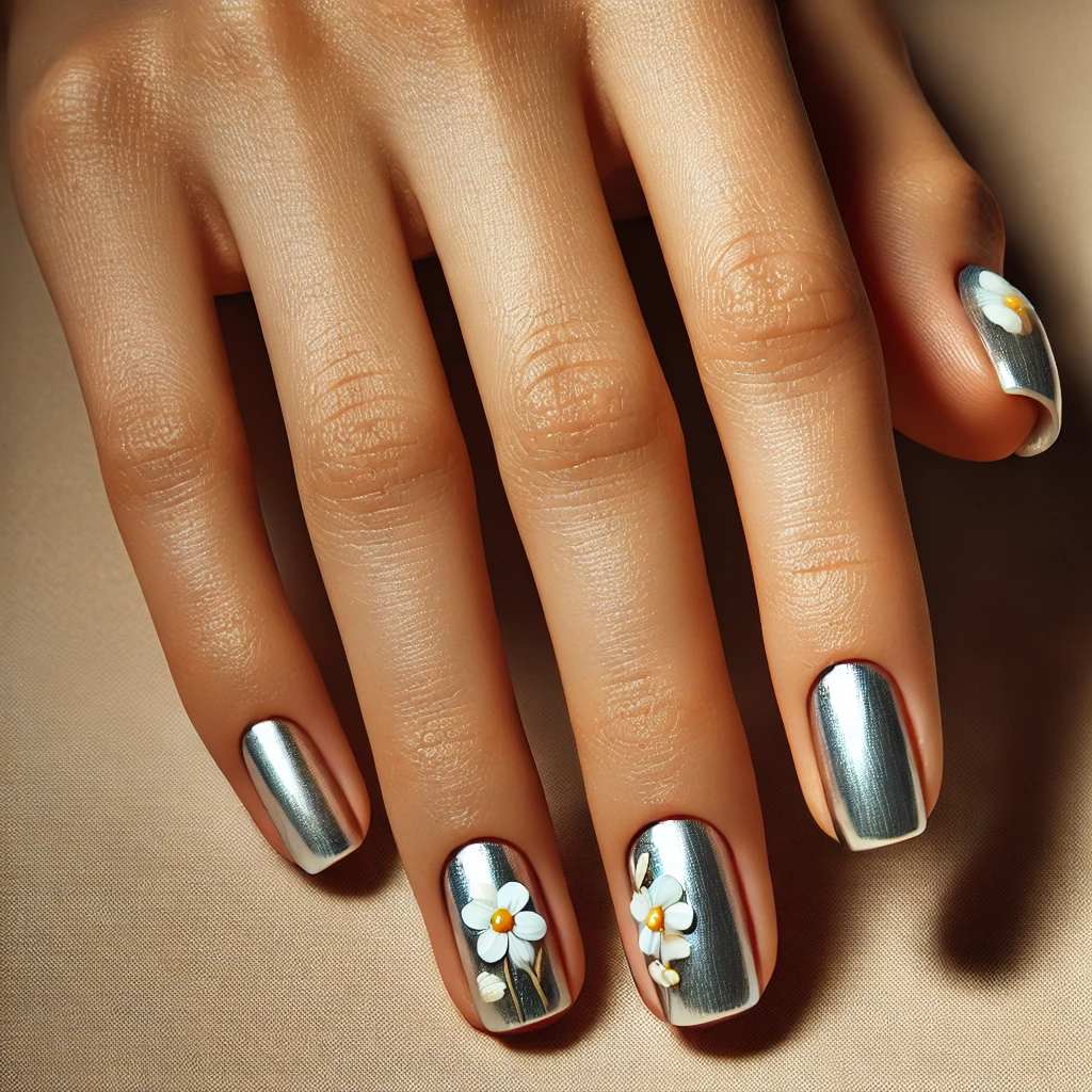 Simple Solid Chrome with Floral Accents