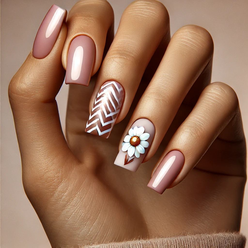 Soft Pink Chrome with Chevron Floral Designs