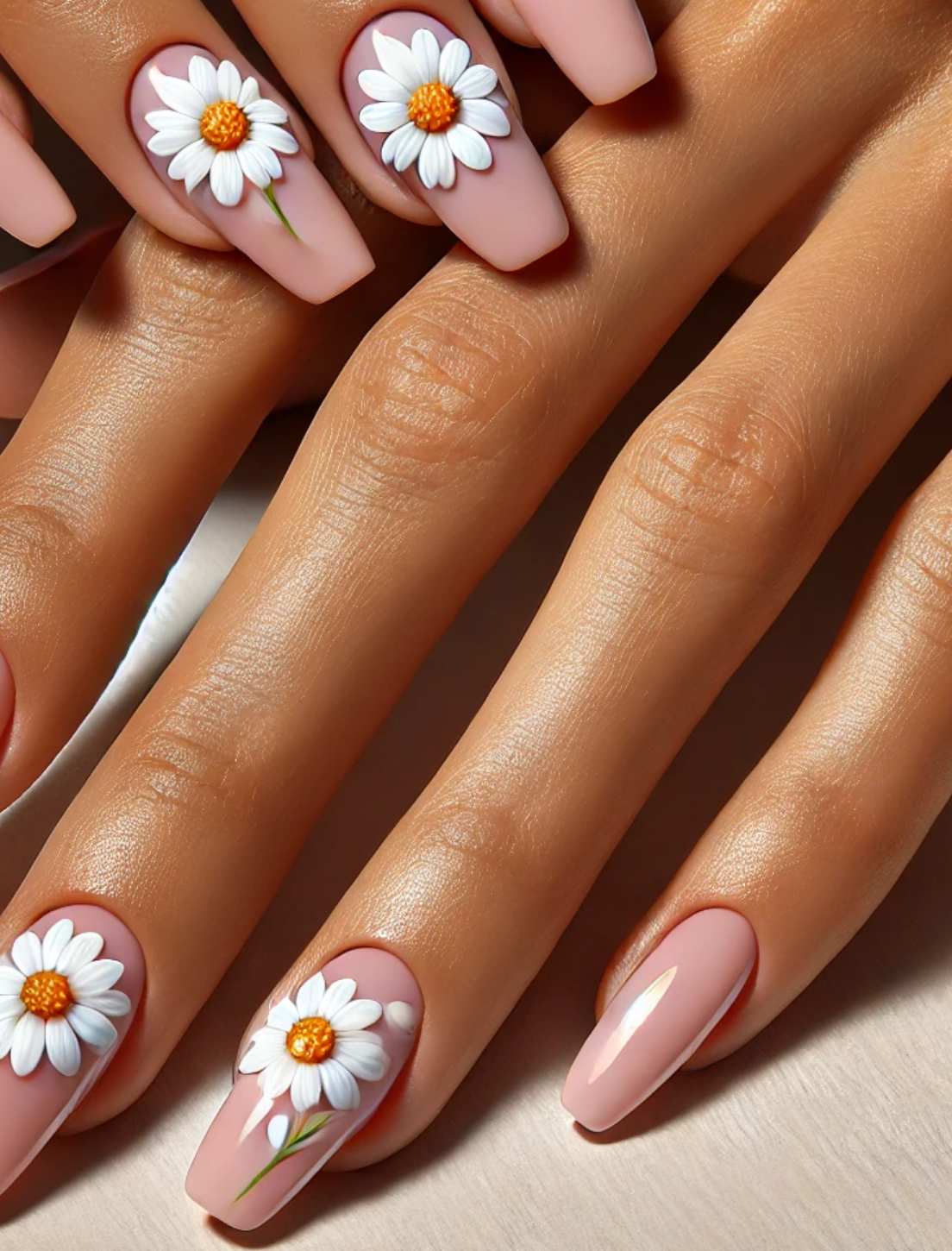 Soft Pink Pastel with White Daisies