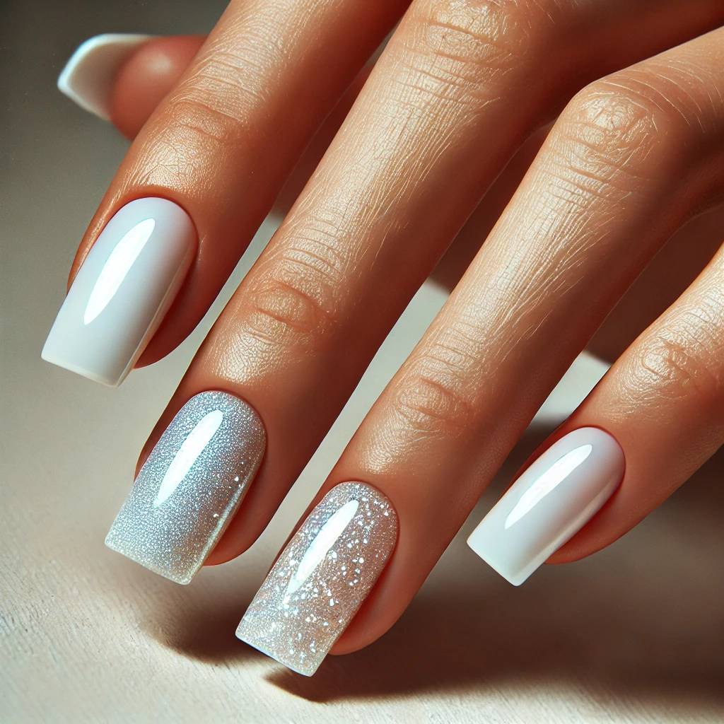 White Chrome with Glitter Accents