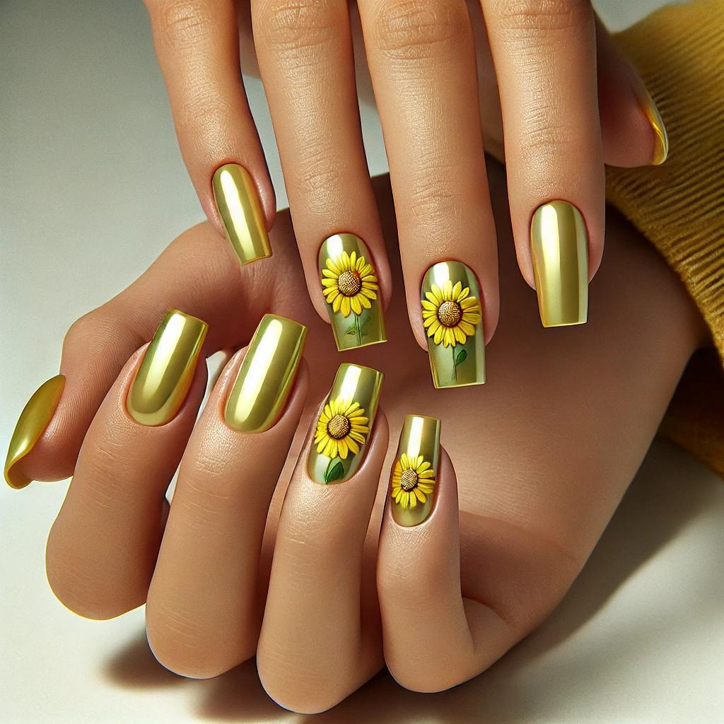 Yellow Chrome with Tiny Sunflower Details