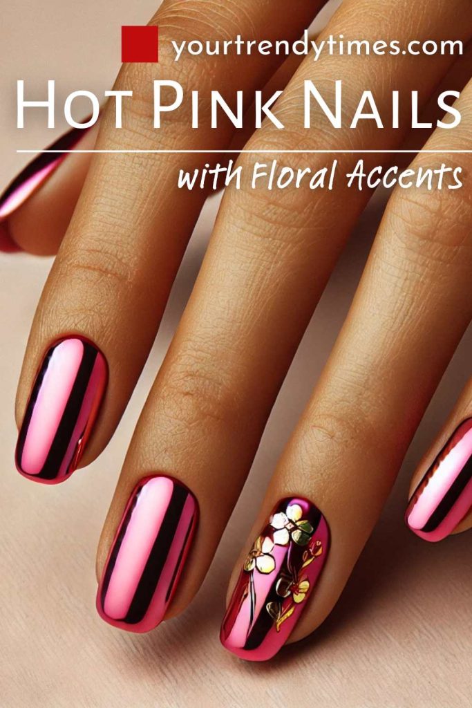 15 Hot Pink Nails with Floral Accents