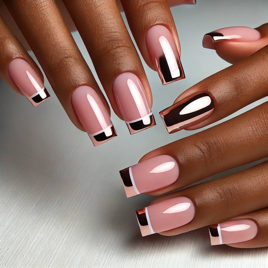 Baby Pink Chrome with French Tips