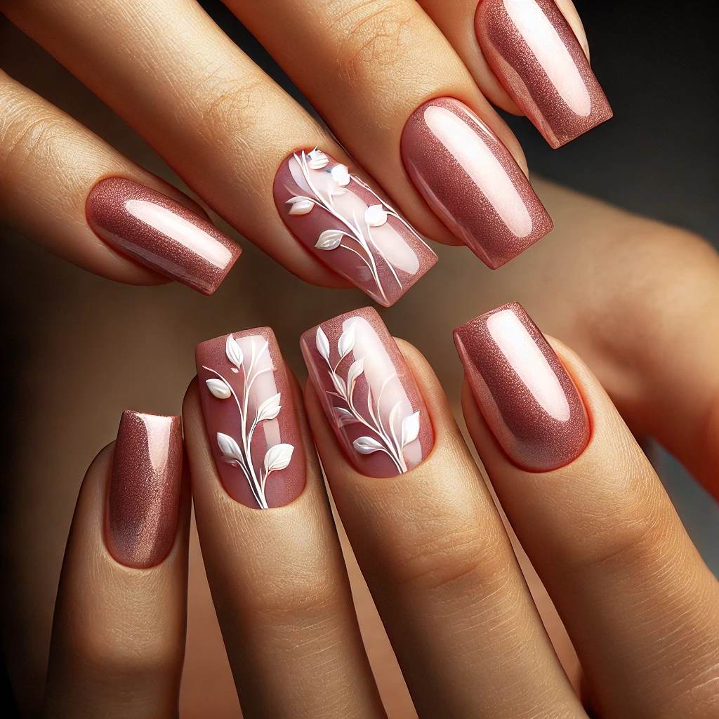 Baby Pink Chrome with Vine Details