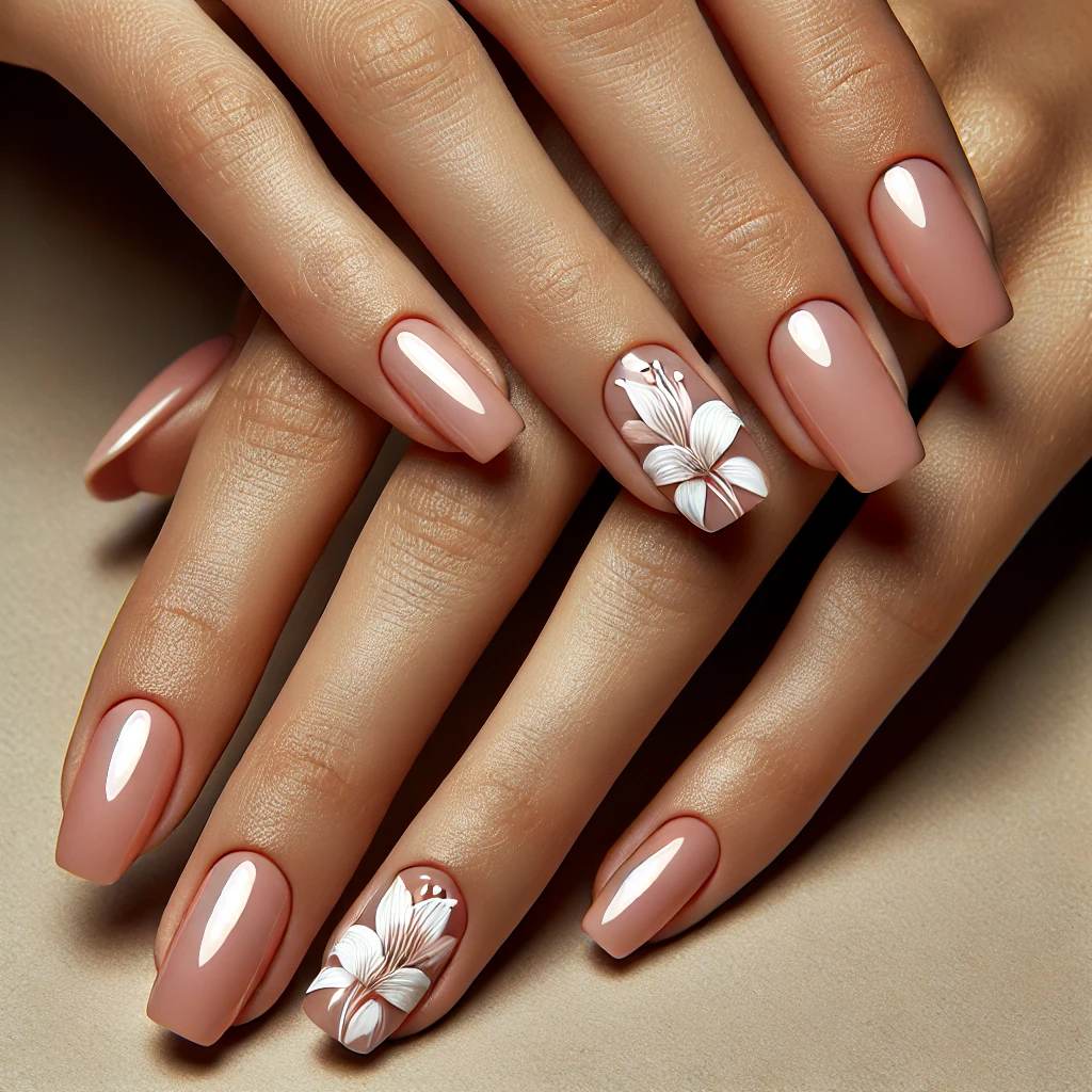 Light Pink Chrome Lily Nails