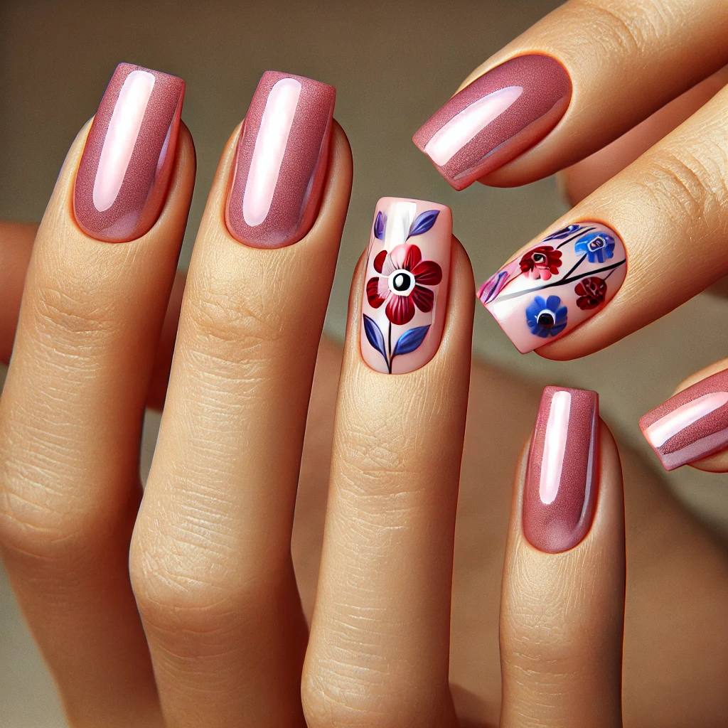 Pink Chrome with Contrast Color Florals