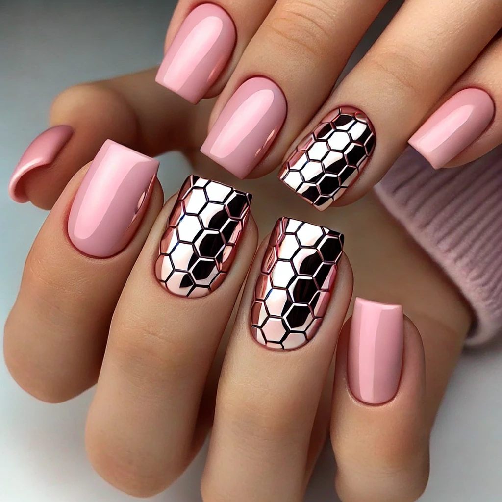 Pink Chrome with Honeycomb Designs