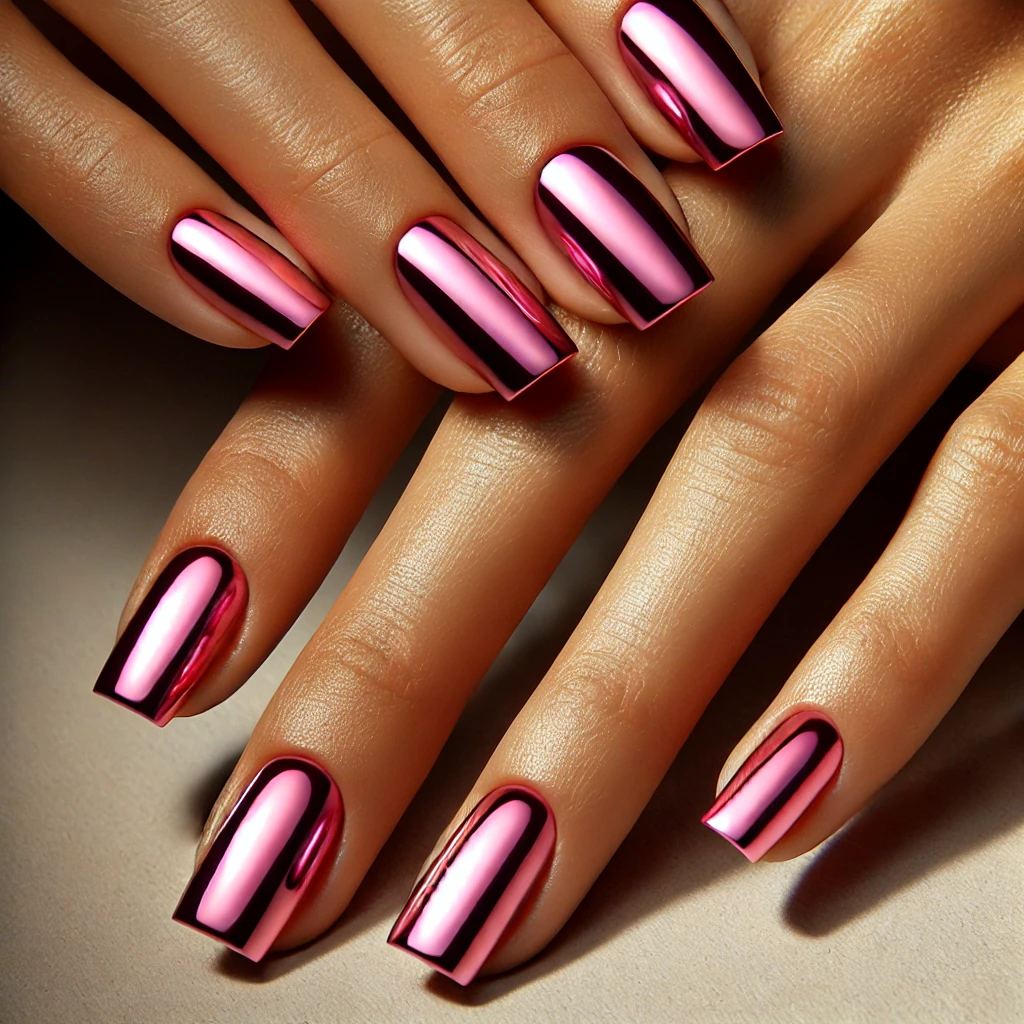 Simple Solid Hot Pink Chrome